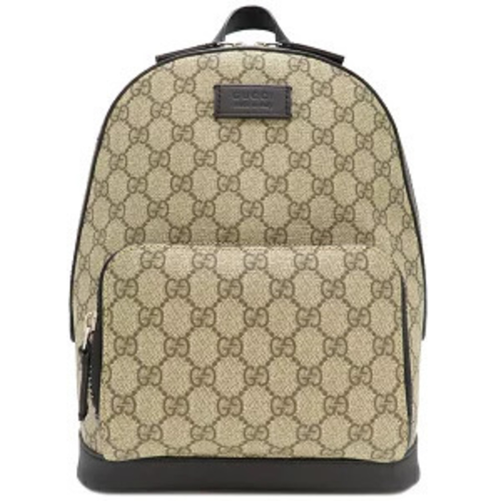 Gucci GG Supreme Canvas Backpack Leather Beige Cream x Black